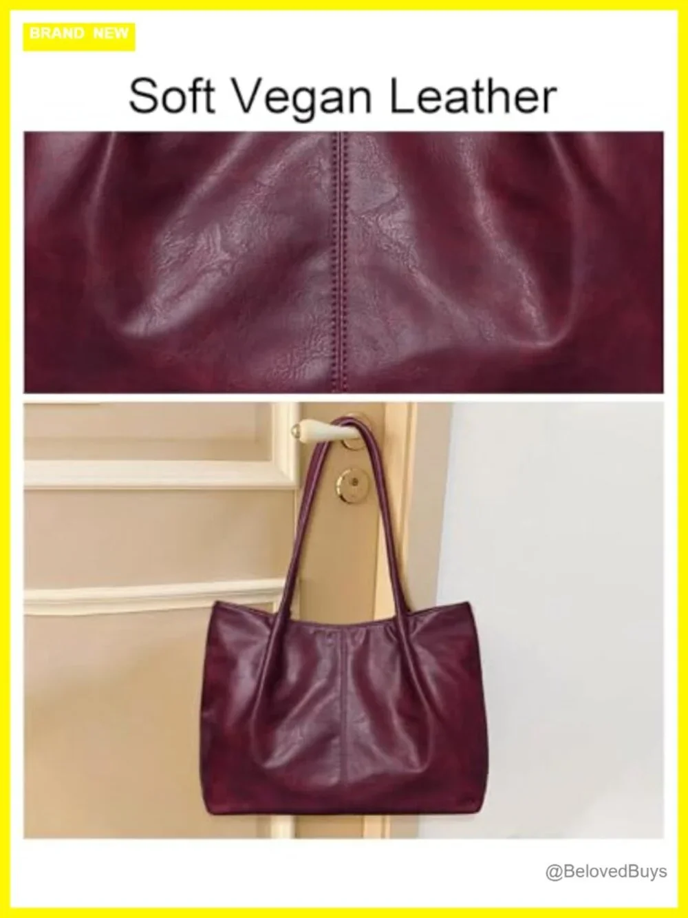 Large Vegan Leather Tote Bag for Women Work Shoulder Travel